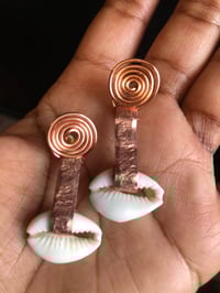 Image 4 of Copper + Cowrie shell earrings 