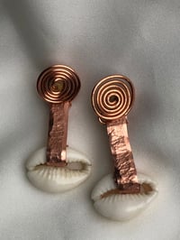 Image 5 of Copper + Cowrie shell earrings 