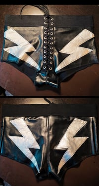 Shorts with silver lightningbolts S/M