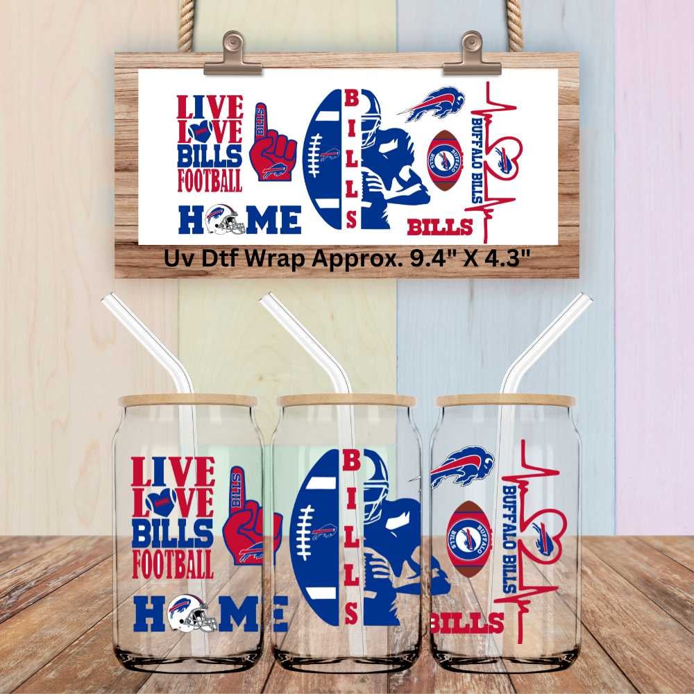 Image of Buffalo Bills Football Uv Dtf Wrap Choice of 4 Designs  