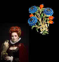 Image 1 of Vintage 1950 Cornflower September Blue brooch 