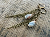 Image 4 of Dainty earthy Agate in brass earrings / n3
