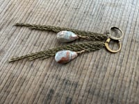 Image 5 of Dainty earthy Agate in brass earrings / n3