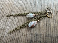 Image 6 of Dainty earthy Agate in brass earrings / n3