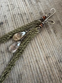 Image 7 of Dainty earthy Agate in brass earrings / n3