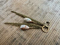 Image 10 of Dainty earthy Agate in brass earrings / n3