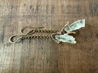 Image 5 of From the Waters .  Prasiolite brass dangle earrings / n166