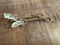 Image 1 of From the Waters .  Prasiolite brass dangle earrings / n166