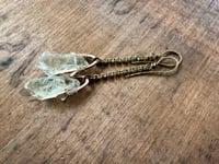Image 8 of From the Waters .  Prasiolite brass dangle earrings / n166