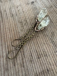 Image 10 of From the Waters .  Prasiolite brass dangle earrings / n166