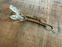 Image 7 of From the Waters .  Prasiolite brass dangle earrings / n166