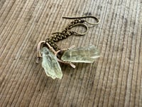Image 12 of From the Waters .  Prasiolite brass dangle earrings / n166