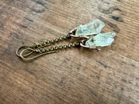 Image 13 of From the Waters .  Prasiolite brass dangle earrings / n166