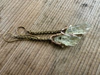 Image 15 of From the Waters .  Prasiolite brass dangle earrings / n166