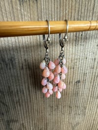 Image 5 of Sterling and Pink Opal cluster earrings/ n17