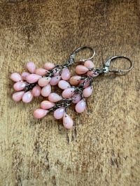 Image 3 of Sterling and Pink Opal cluster earrings/ n17
