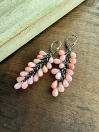 Image 6 of Sterling and Pink Opal cluster earrings/ n17