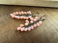 Image 8 of Sterling and Pink Opal cluster earrings/ n17