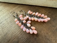 Image 10 of Sterling and Pink Opal cluster earrings/ n17