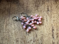 Image 7 of Sterling and Pink Opal cluster earrings/ n17