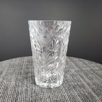 Image 3 of Crystal Glass Vase with Etched Roses, Diamond Cross Hatch Pattern, #931