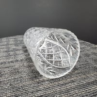 Image 8 of Crystal Glass Vase with Etched Roses, Diamond Cross Hatch Pattern, #931