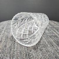 Image 2 of Crystal Glass Vase with Etched Roses, Diamond Cross Hatch Pattern, #931