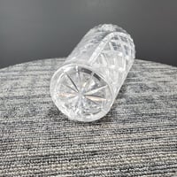 Image 5 of Crystal Glass Vase with Etched Roses, Diamond Cross Hatch Pattern, #931