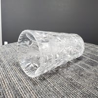 Image 6 of Crystal Glass Vase with Etched Roses, Diamond Cross Hatch Pattern, #931