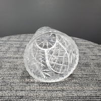 Image 12 of Crystal Glass Vase with Etched Roses, Diamond Cross Hatch Pattern, #931