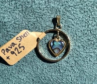 Image 2 of Paua Shell Heart Sterling Silver Pendant