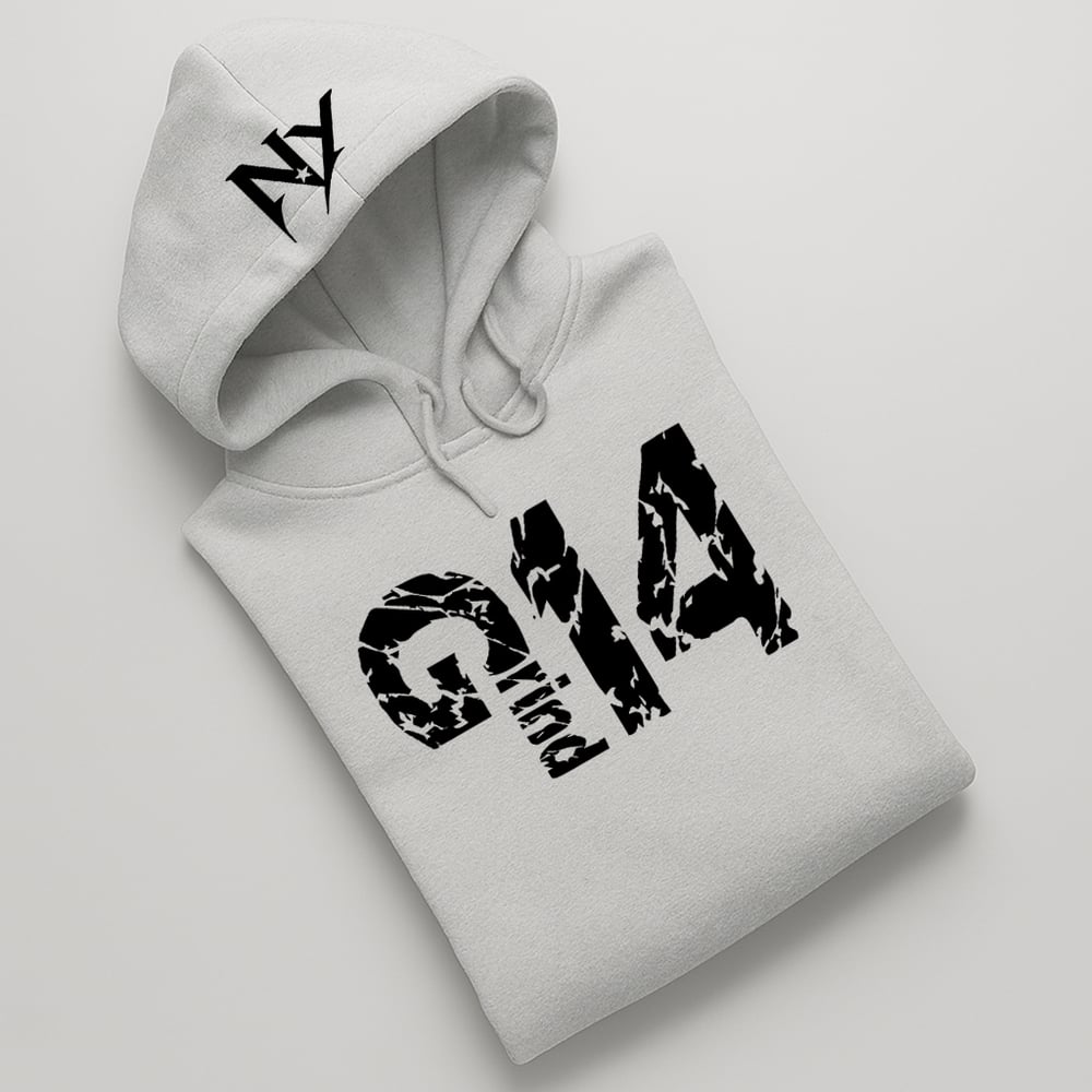 Image of EXCLUSIVE GRIND ONE FOUR HOODIE GREY AND CREAM