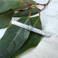 Image 1 of Vintage Sterling Silver Hammered Bar Brooch with Crest – 1898