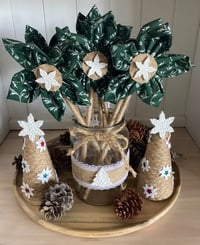 Image 1 of #5 Christmas  Flowers - Green with Silver foil pattern 