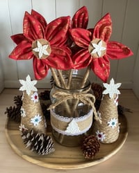 Image 3 of #8 Christmas Flowers - Red and Gold embossed  