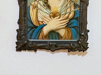Image 5 of Cadre miniature de la Vierge Marie lithographie polychrome XIXe