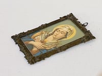 Image 3 of Cadre miniature de la Vierge Marie lithographie polychrome XIXe