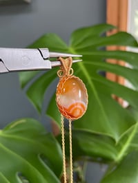 Image 1 of Gold Orange Carnelian Oval Crystal Necklace