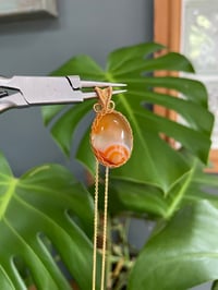 Image 3 of Gold Orange Carnelian Oval Crystal Necklace