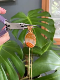 Image 4 of Gold Orange Carnelian Oval Crystal Necklace