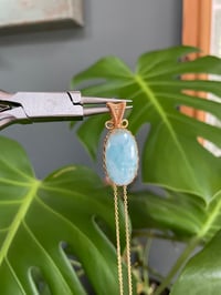 Image 2 of Gold Larimar Oval Crystal Necklace