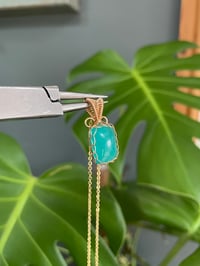 Image 1 of Gold Dainty Ice Amazonite Rectangle Crystal Necklace
