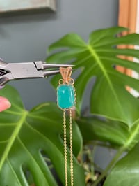 Image 4 of Gold Dainty Ice Amazonite Rectangle Crystal Necklace