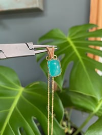 Image 2 of Gold Dainty Ice Amazonite Rectangle Crystal Necklace