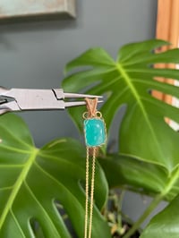 Image 3 of Gold Dainty Ice Amazonite Rectangle Crystal Necklace