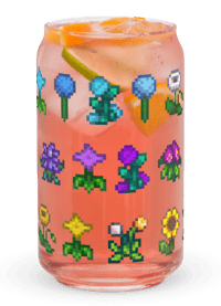 Pixel Flowers Glass Can