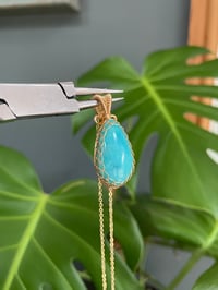 Image 1 of Gold Amazonite Pointed Teardrop Crystal Necklace