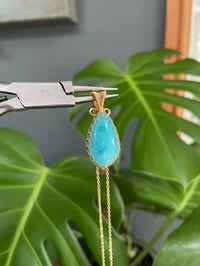 Image 2 of Gold Amazonite Pointed Teardrop Crystal Necklace
