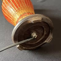 Image 10 of Grand pied de lampe chinois vintage en bambou tressé  sur vase en porcelaine - Années 1970-1980