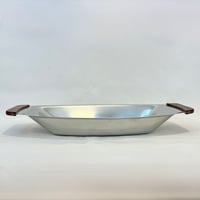 Image 4 of Grand plat rectangulaire en inox et teck Braun & Kemmler West Germany 1970 Design Bauhaus